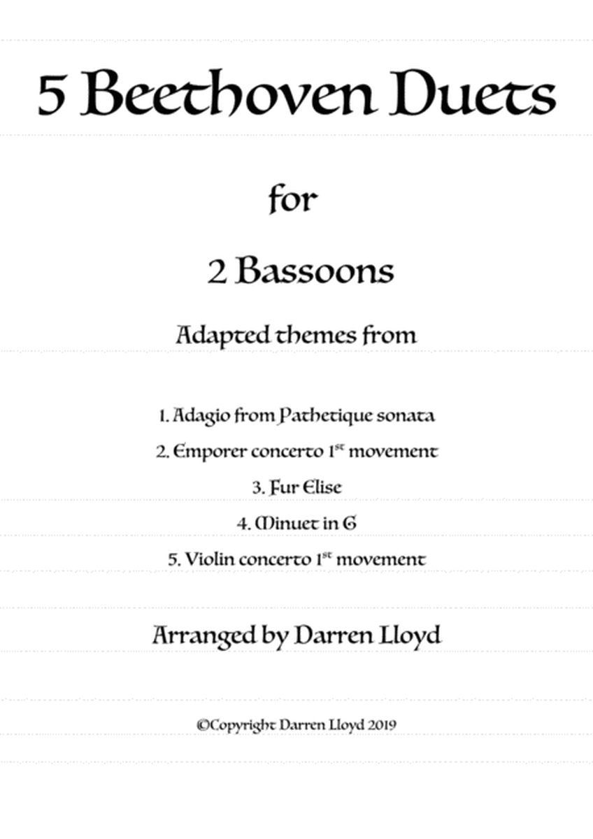 5 Beethoven duets for 2 Bassoons image number null