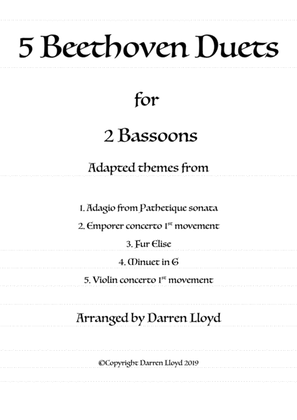 Book cover for 5 Beethoven duets for 2 Bassoons