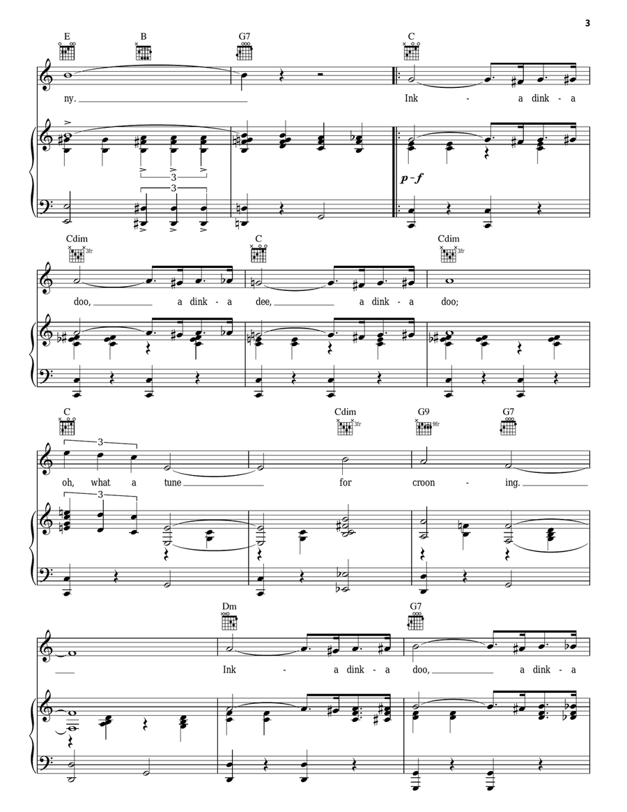 Inka Dinka Doo Piano, Vocal, Guitar scores gallery preview page 3