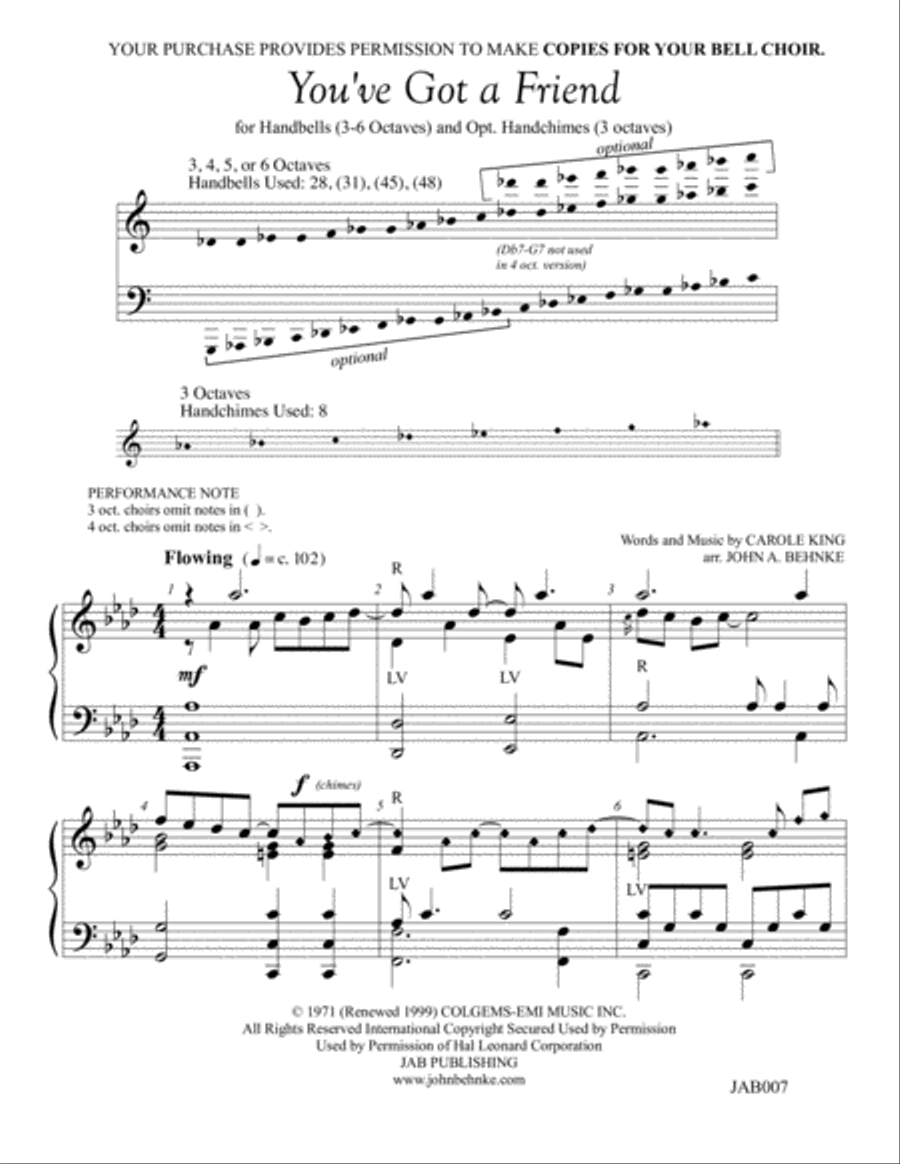 You've Got A Friend Handbell Choir scores gallery preview page 1