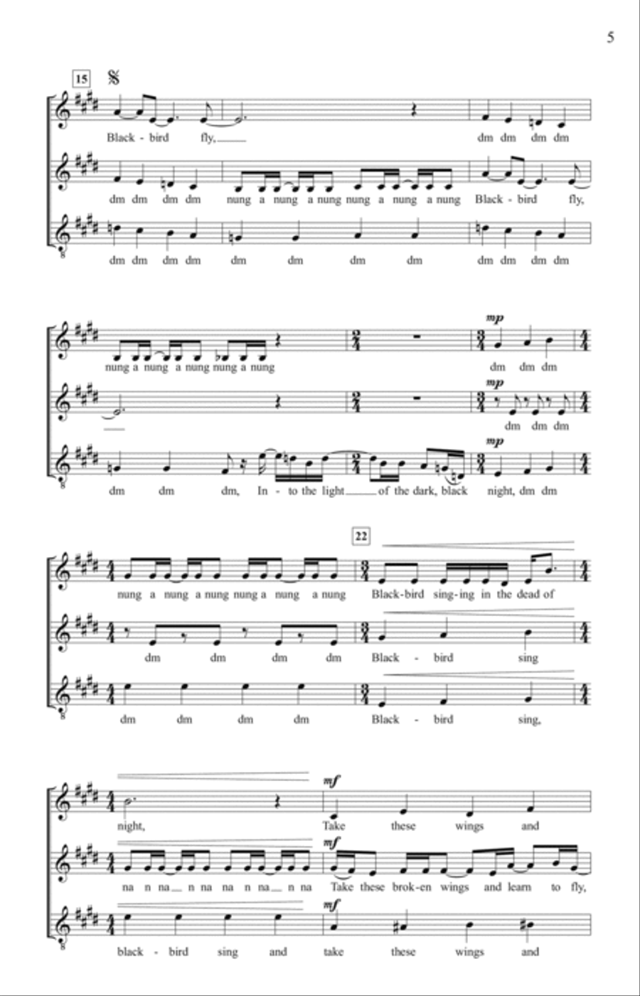 Blackbird (arr. Deke Sharon) SSA scores gallery preview page 3