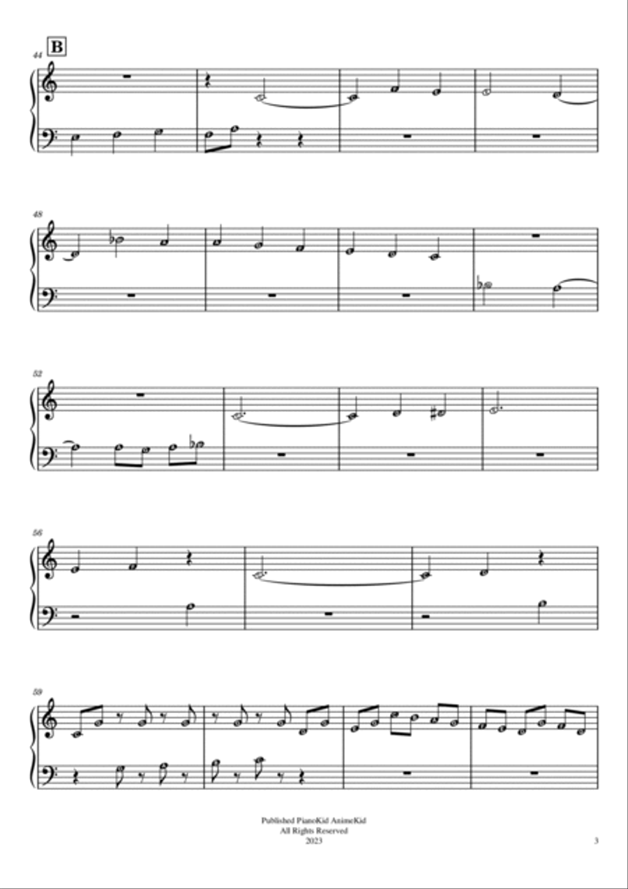 Fur Elise (Full Version Simplified for Beginners to Grade 1) Easy Piano scores gallery preview page 3