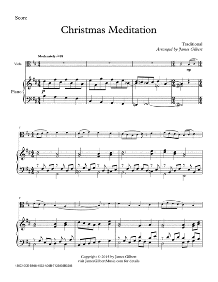 Christmas Meditation Viola scores gallery preview page 1