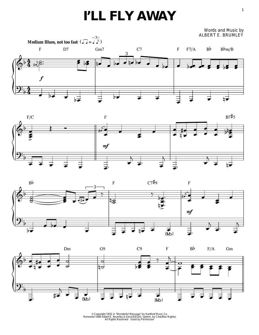 I'll Fly Away [Jazz version] (arr. Brent Edstrom) Piano Solo scores gallery preview page 1