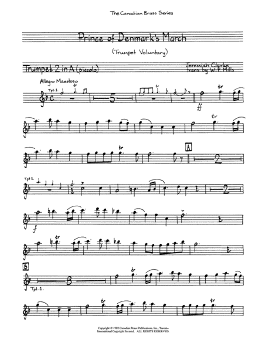 The Prince of Denmark's March - Trumpet 1 (A Picc.) Brass Ensemble scores gallery preview page 1
