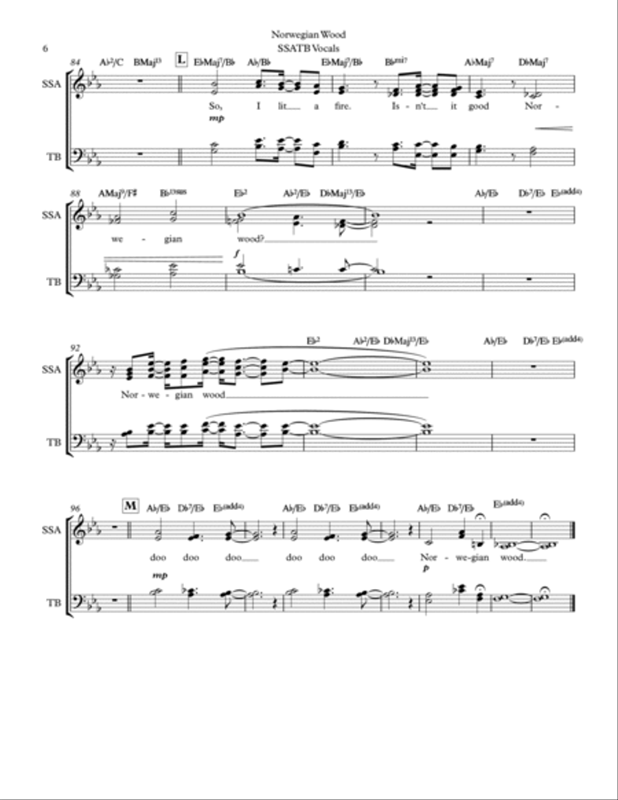 Norwegian Wood (This Bird Has Flown) Divisi scores gallery preview page 6