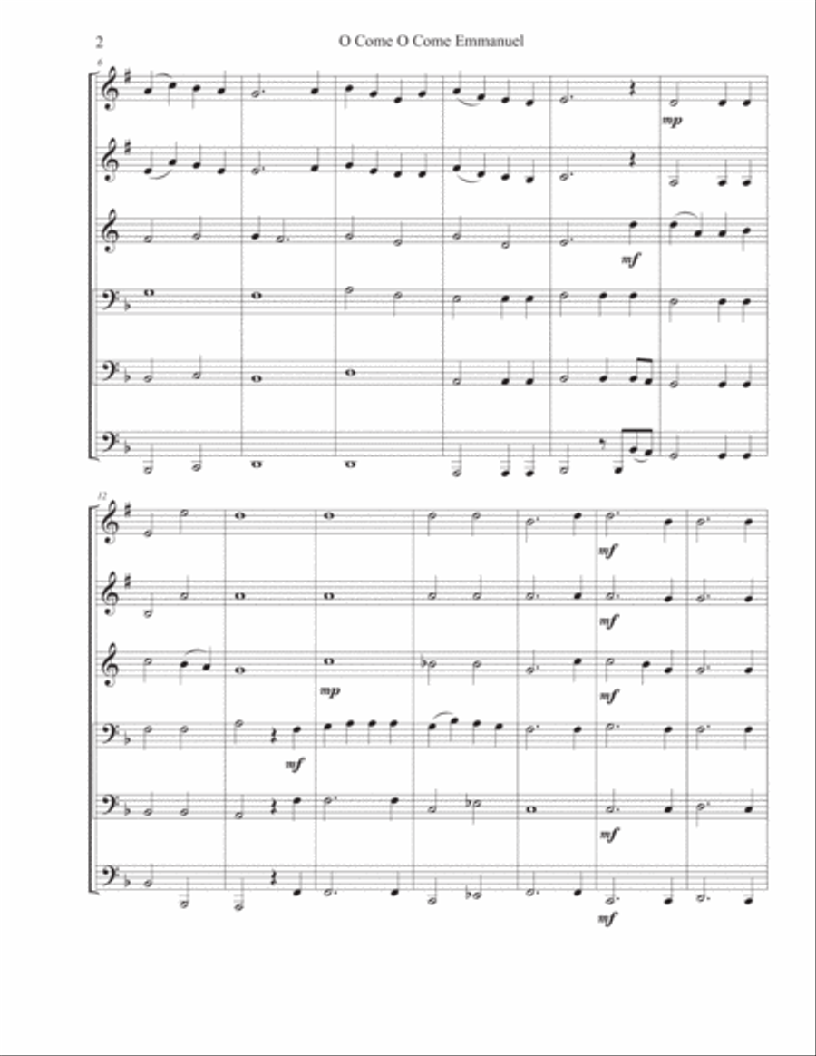 O Come O Come Emmanuel - Brass Sextet Brass Ensemble scores gallery preview page 3