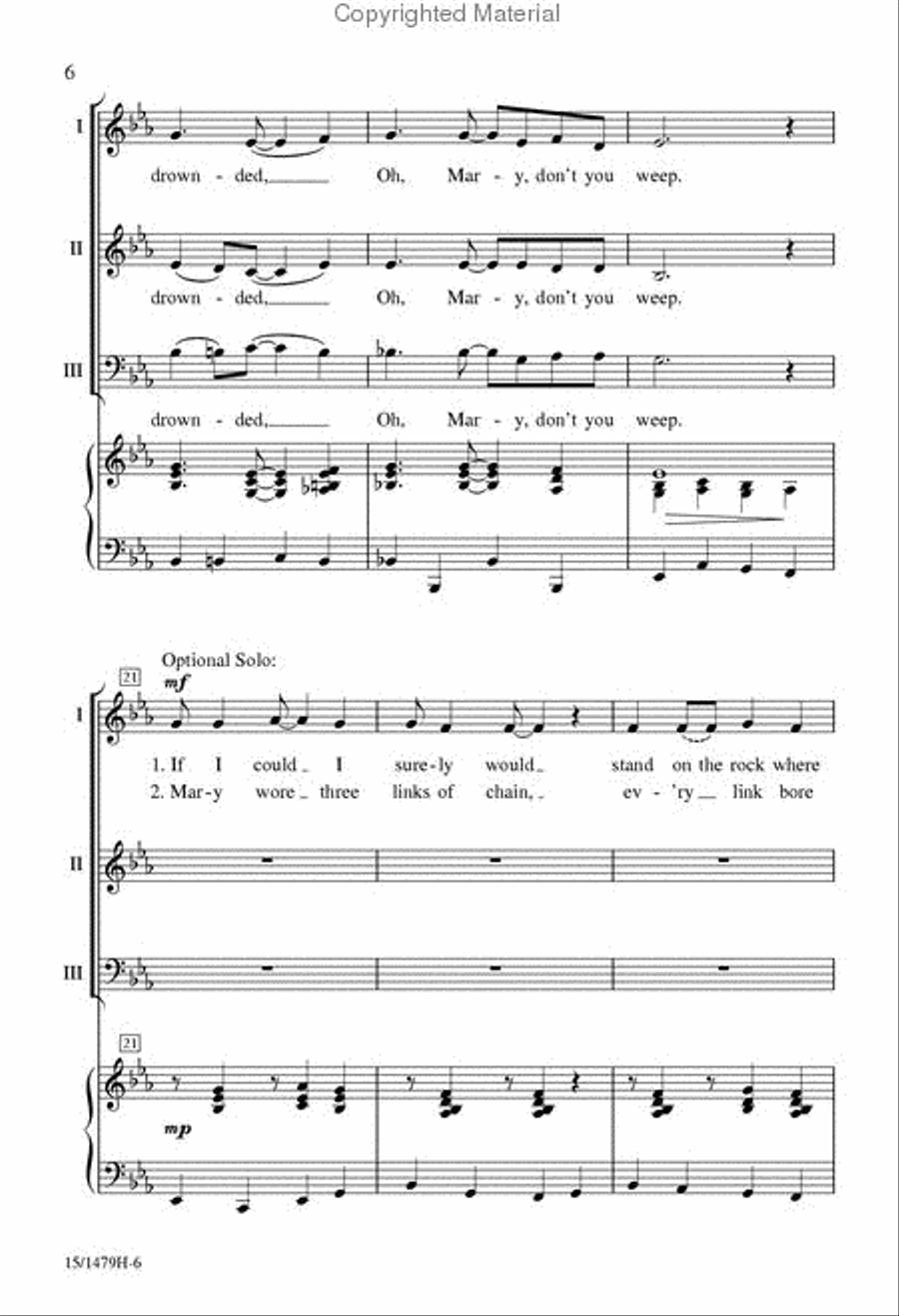 Oh, Mary Don't You Weep Oh, Mary Don't You Weep 3-Part scores gallery preview page 5