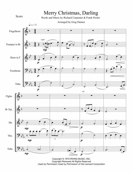 Merry Christmas, Darling by The Carpenters Brass Ensemble - Digital Sheet Music
