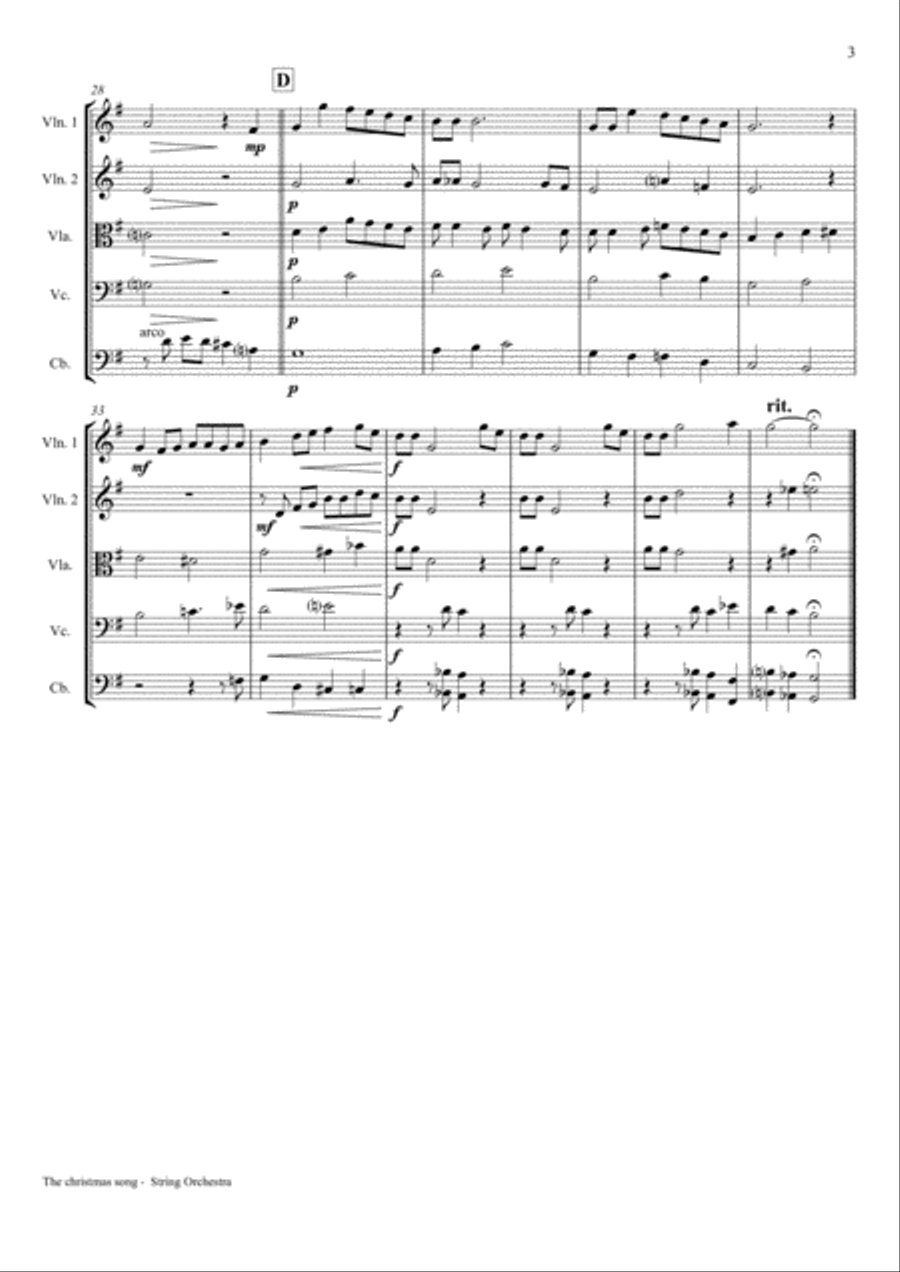 The Christmas Song (Chestnuts Roasting On An Open Fire) String Quartet scores gallery preview page 3