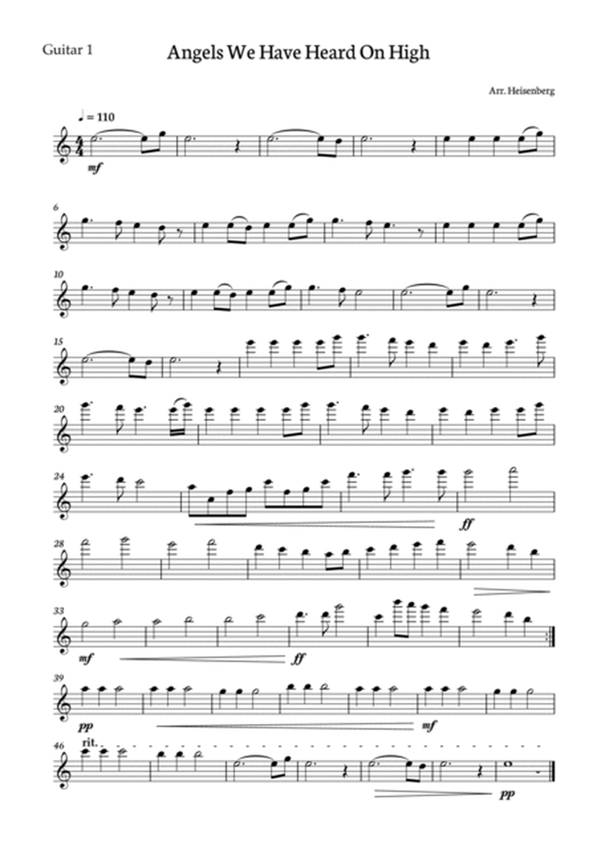 Angels We Have Heard On High for Guitar Trio. Score and parts included. image number null