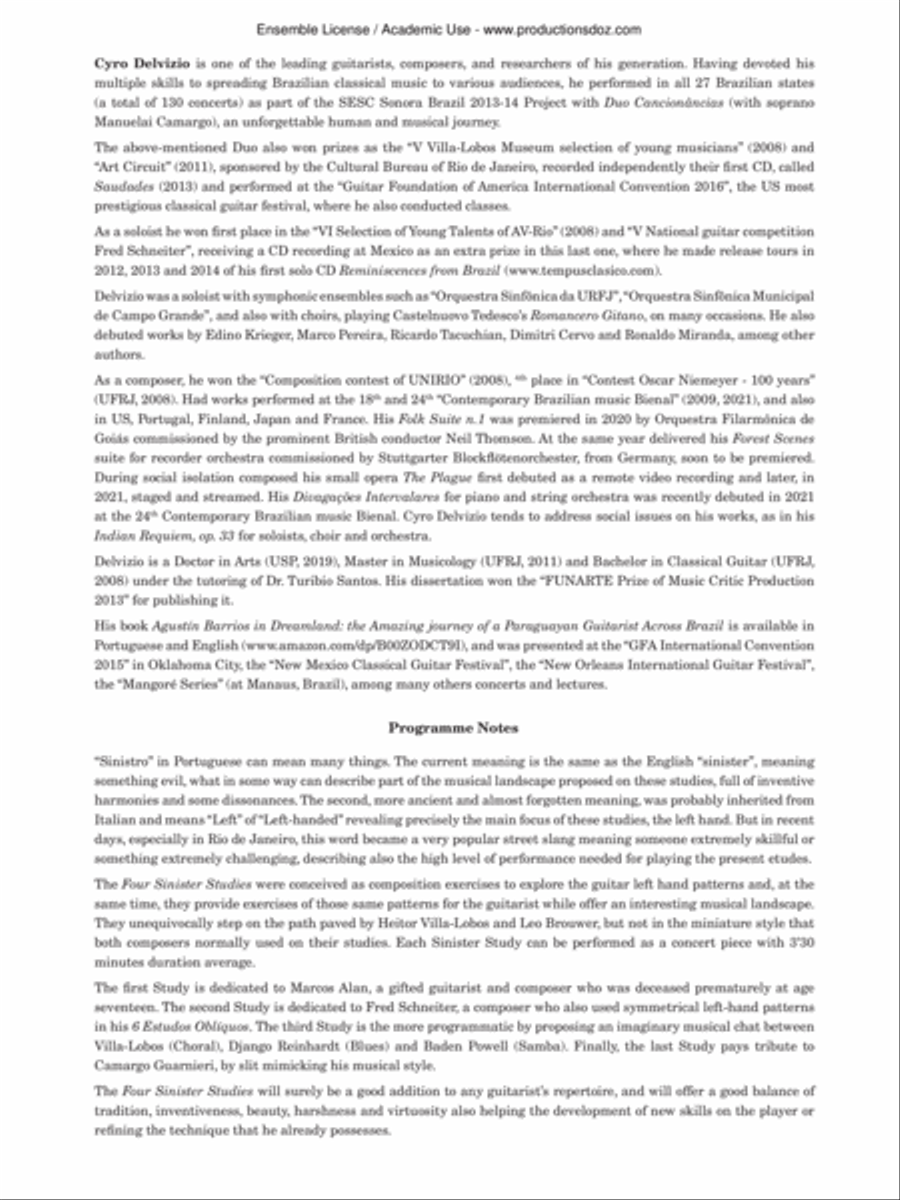 Four Sinister Studies Classical Guitar scores gallery preview page 2