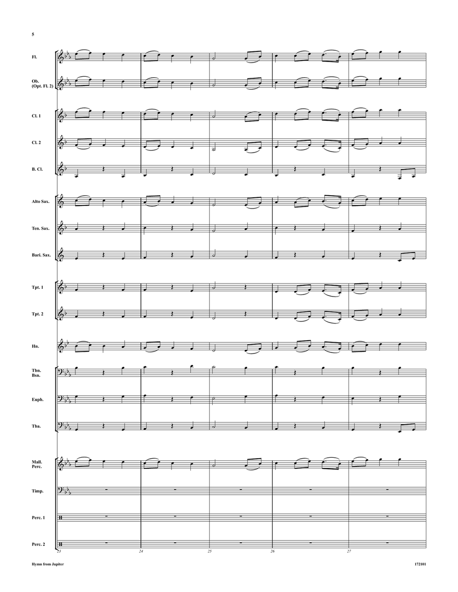 Hymn from Jupiter Concert Band scores gallery preview page 6