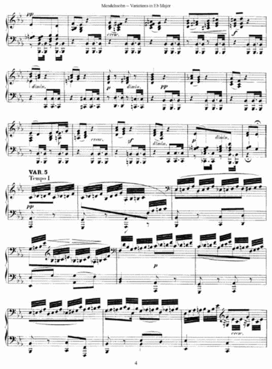 Mendelssohn - Variations in E b Major Op. 82