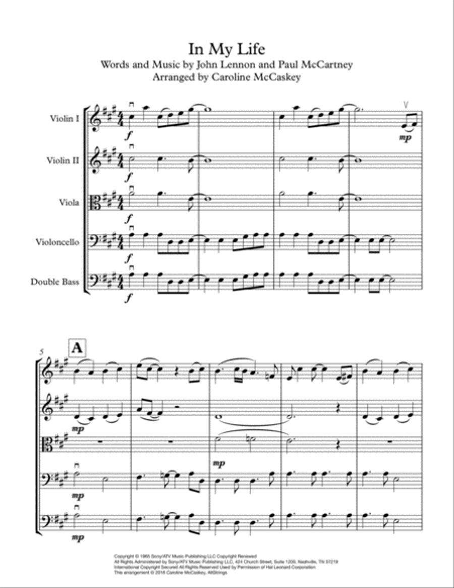 In My Life In My Life String Orchestra scores gallery preview page 2