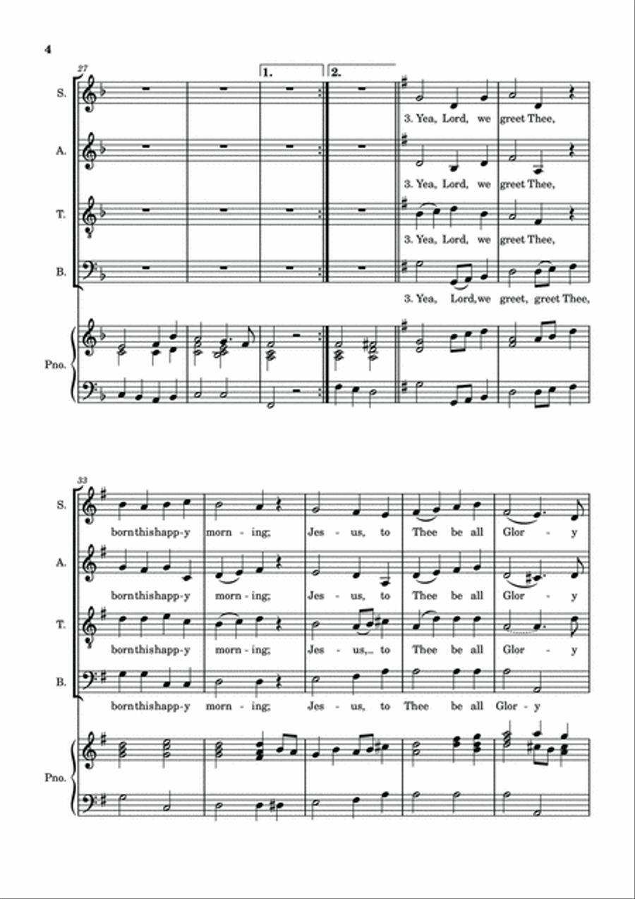 O Come All Ye Faithful - SATB Choir with Piano accompaniment 4-Part scores gallery preview page 5