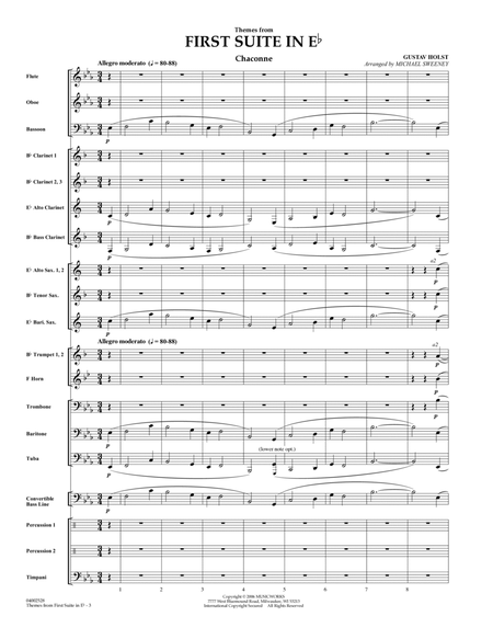 First Suite In E Flat, Themes From - Full Score