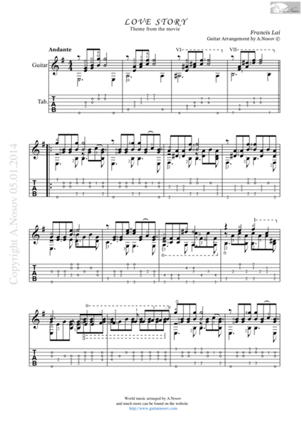 Love Story (Sheet music for guitar) image number null
