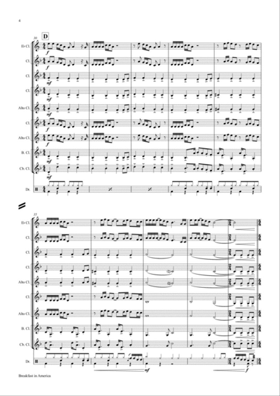 Breakfast In America Clarinet Quintet scores gallery preview page 4
