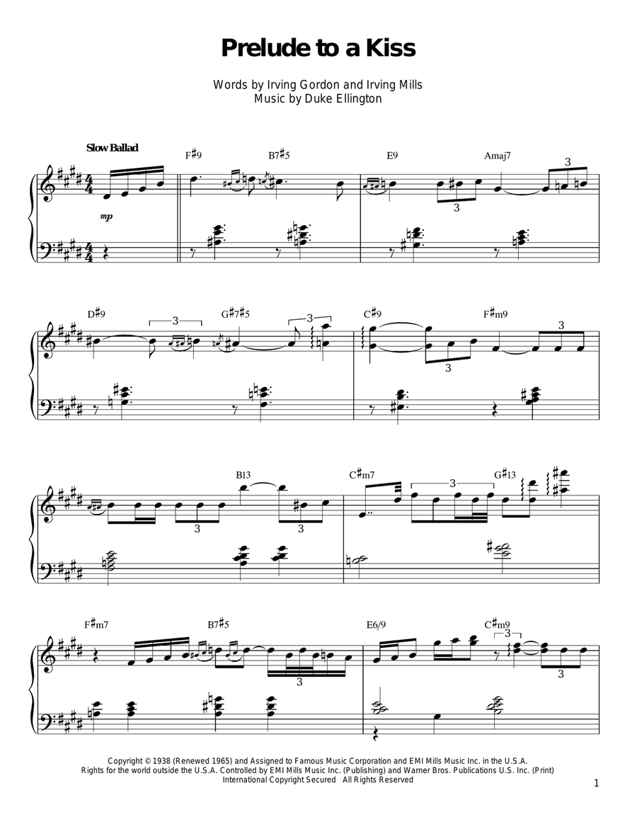 Prelude To A Kiss Piano scores gallery preview page 1