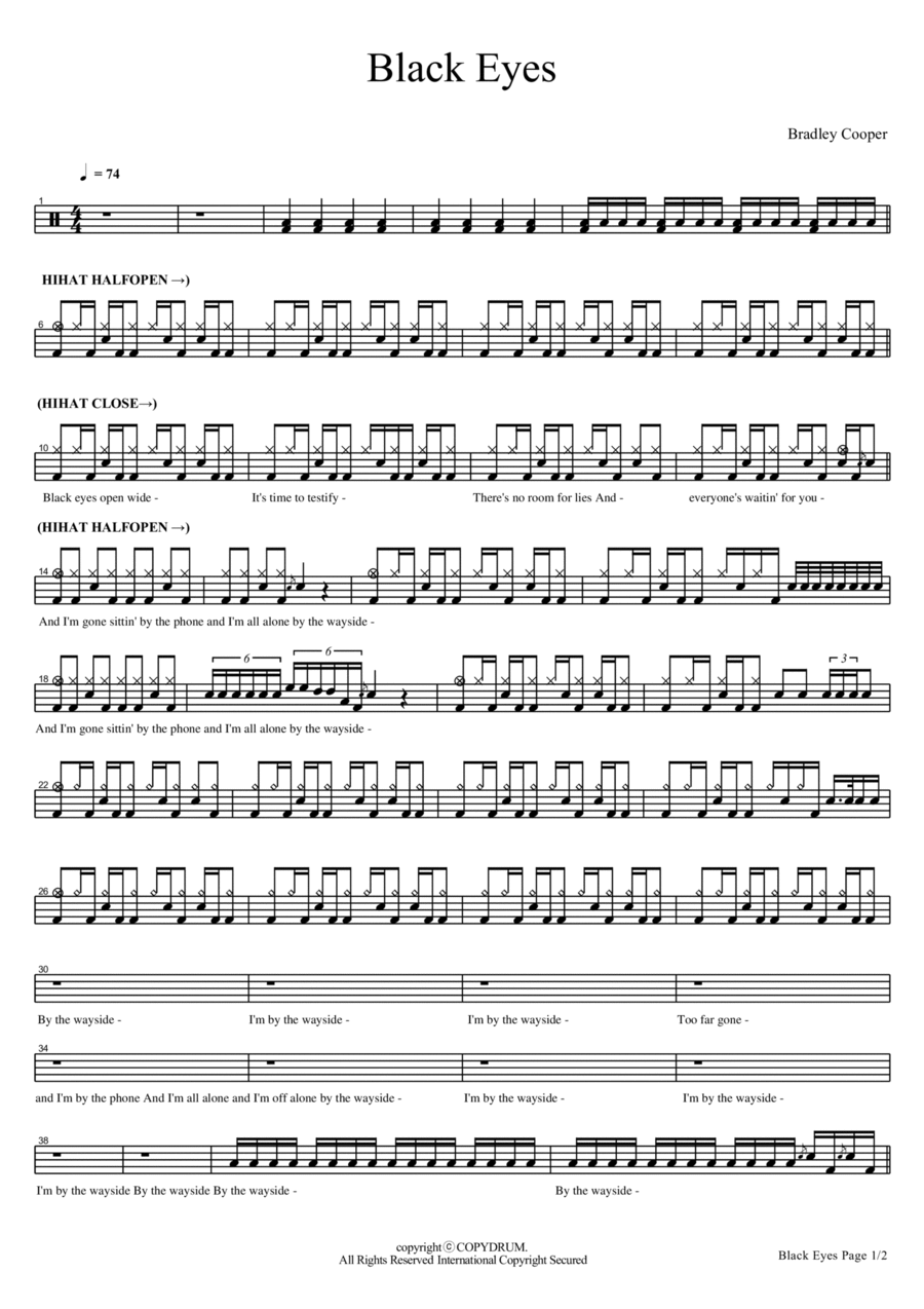 Black Eyes Black Eyes Drum Set scores gallery preview page 1