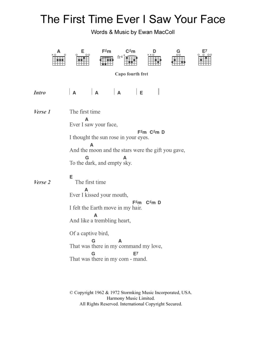 The First Time Ever I Saw Your Face Acoustic Guitar scores gallery preview page 1