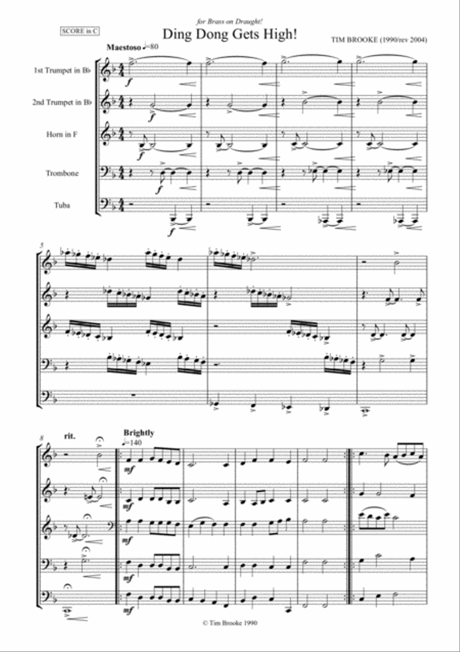 Ding Dong Gets High! - brass quintet (score)