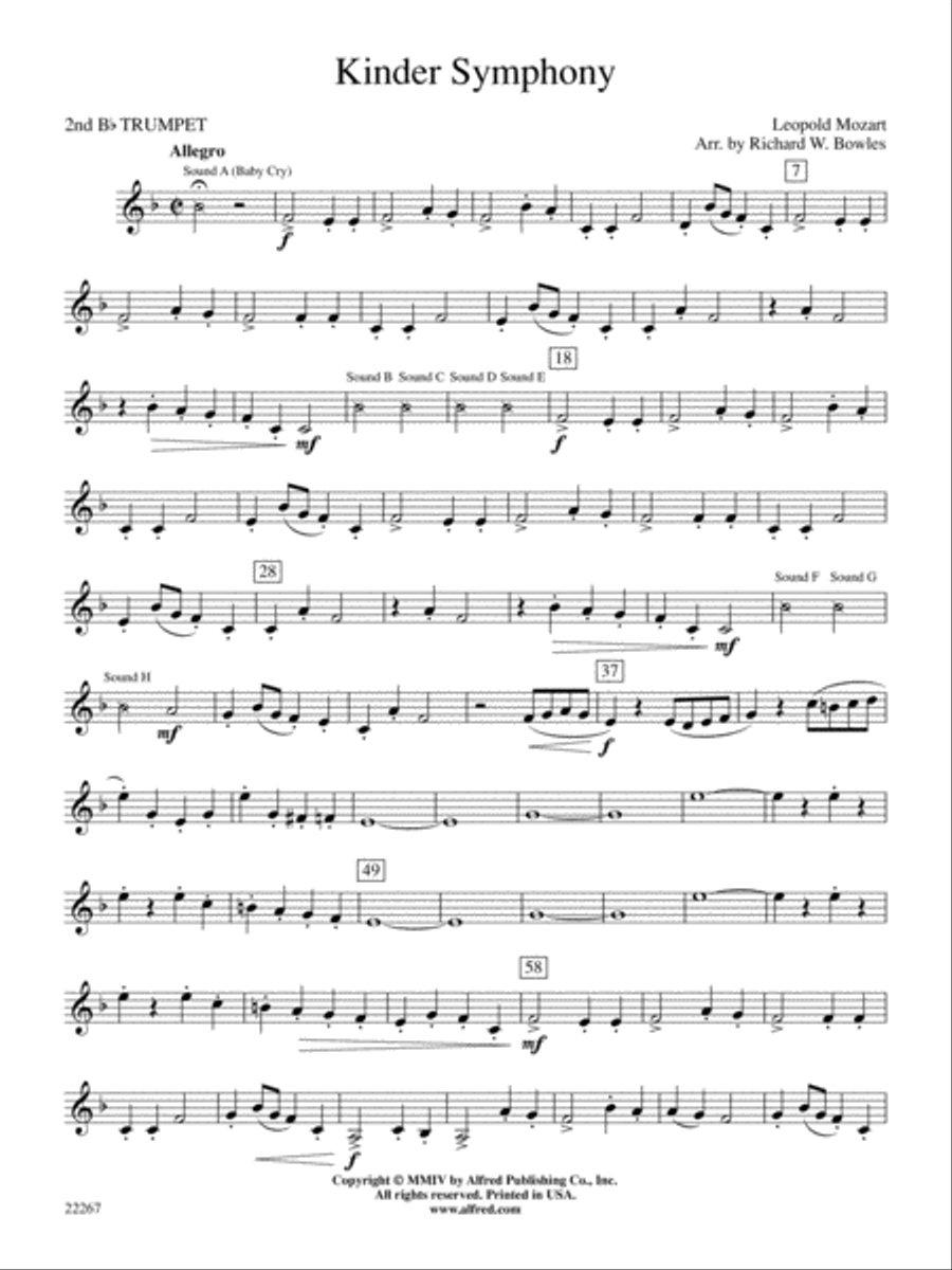 Kinder Symphony: 2nd B-flat Trumpet Concert Band scores gallery preview page 1