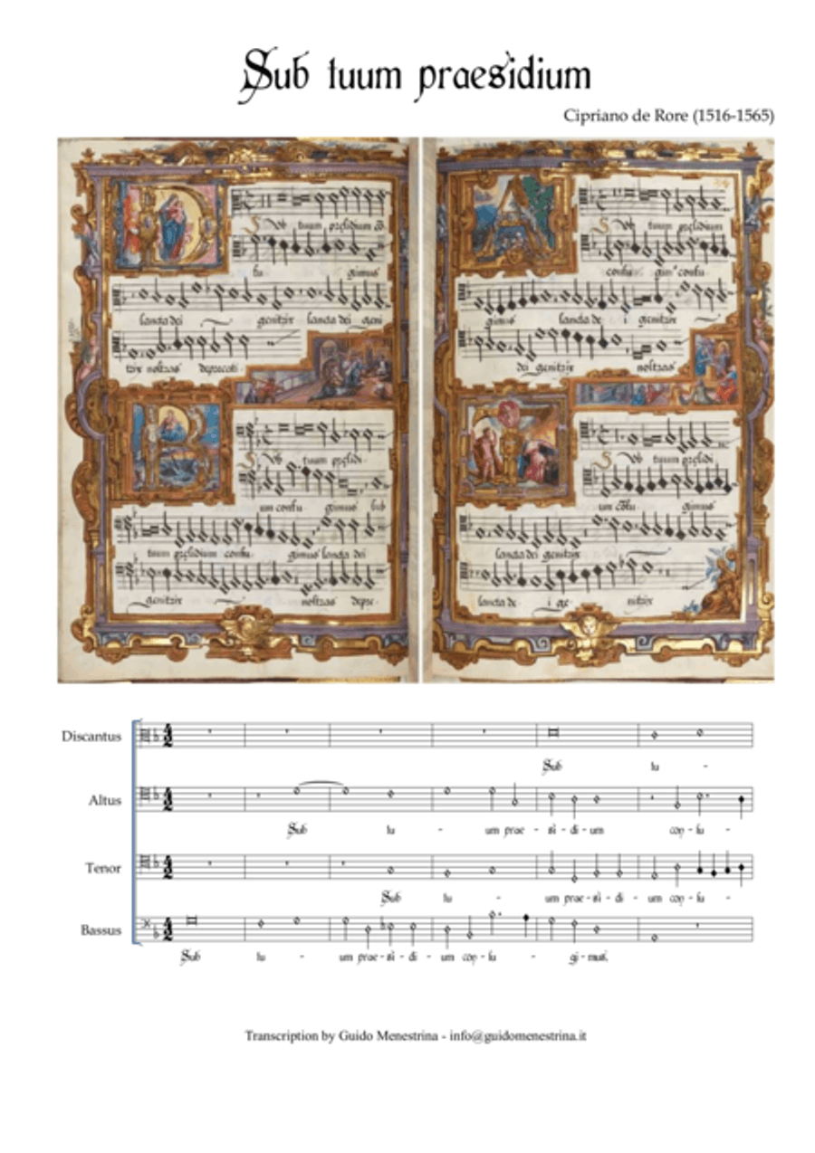 Cipriano De Rore - Sub tuum Praesidium 4-Part scores gallery preview page 1