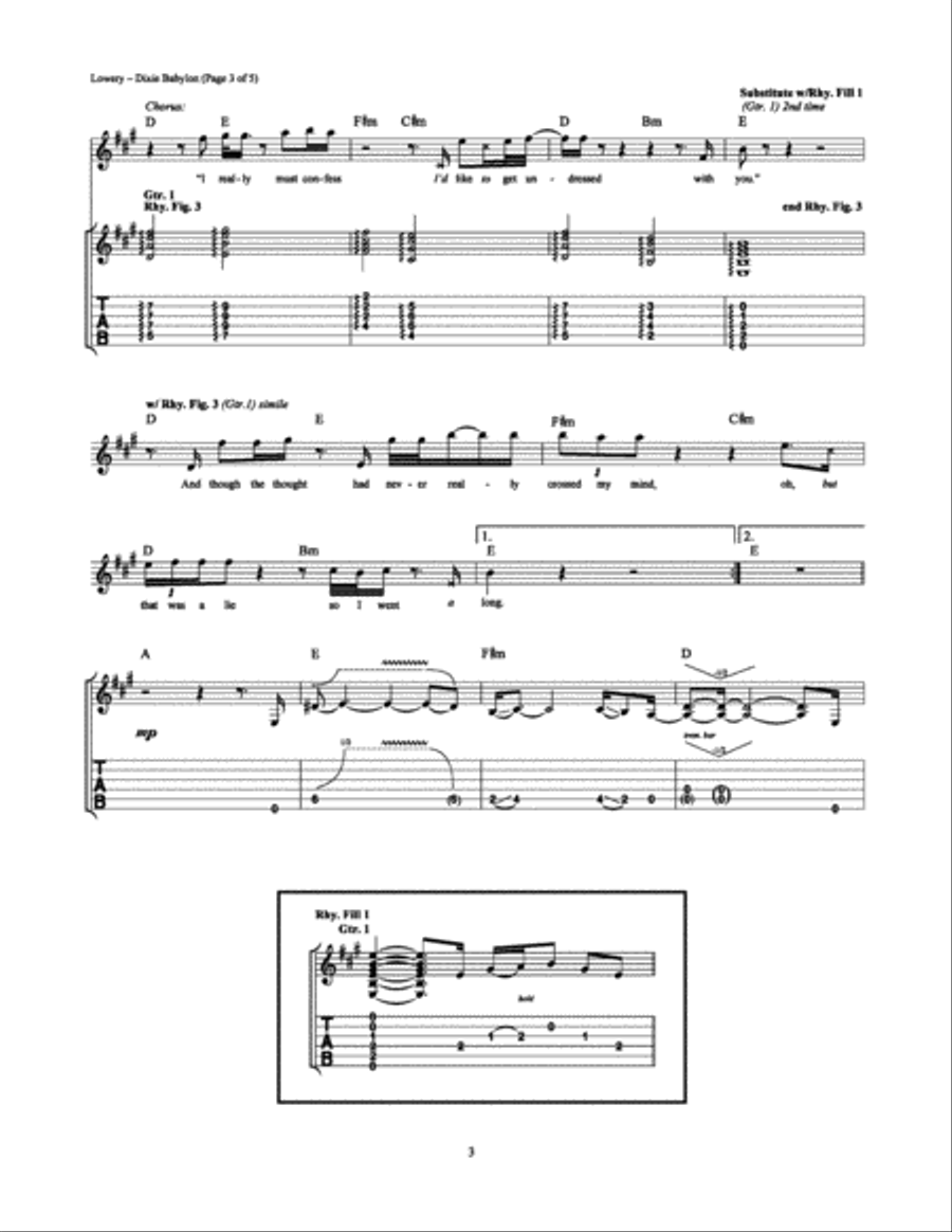 Dixie Babylon Electric Guitar scores gallery preview page 3