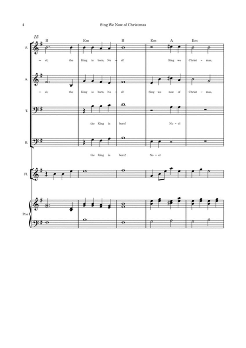 Sing We Now of Christmas - SATB, flute or violin or cello and piano (parts included) image number null