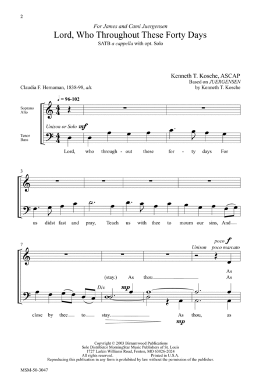 Lord, Who Throughout These Forty Days 4-Part scores gallery preview page 2