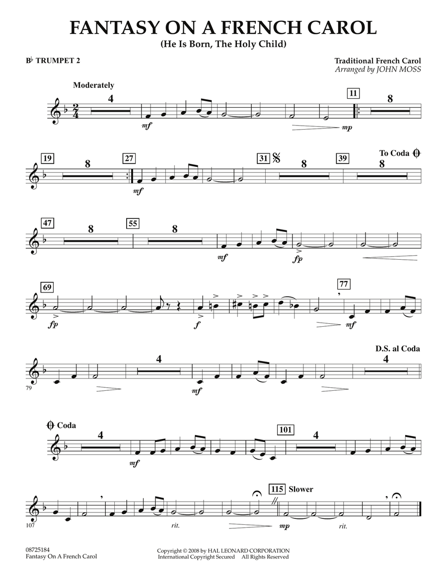Fantasy on a French Carol - Bb Trumpet 2 Concert Band scores gallery preview page 1