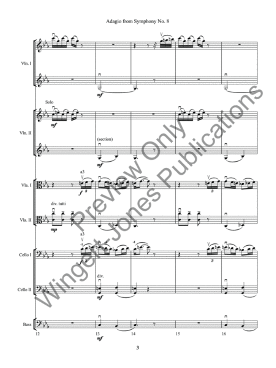 Adagio from Symphony No. 8 (Score) String Orchestra scores gallery preview page 6
