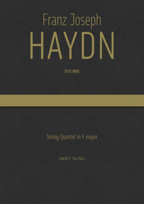 Book cover for Haydn - String Quartet in F major, Hob.III:17 ; Op.3 No.5 - Attributed to Roman Hoffstetter