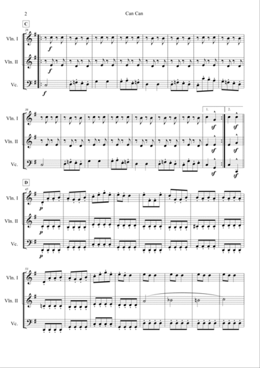 Can Can (from Orpheus in the Underworld) String Trio scores gallery preview page 2