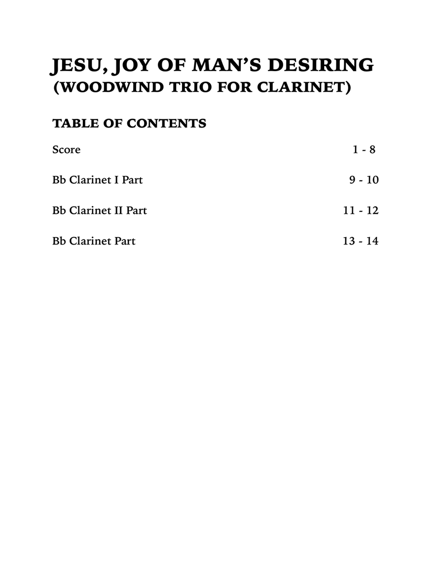 Jesu, Joy of Man's Desiring (Clarinet Trio) Clarinet Trio scores gallery preview page 4