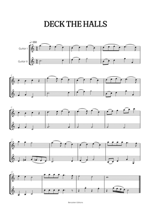 Deck the Halls for acoustic guitar duet • intermediate Christmas song sheet music
