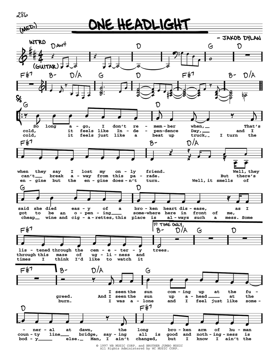 One Headlight Voice scores gallery preview page 1