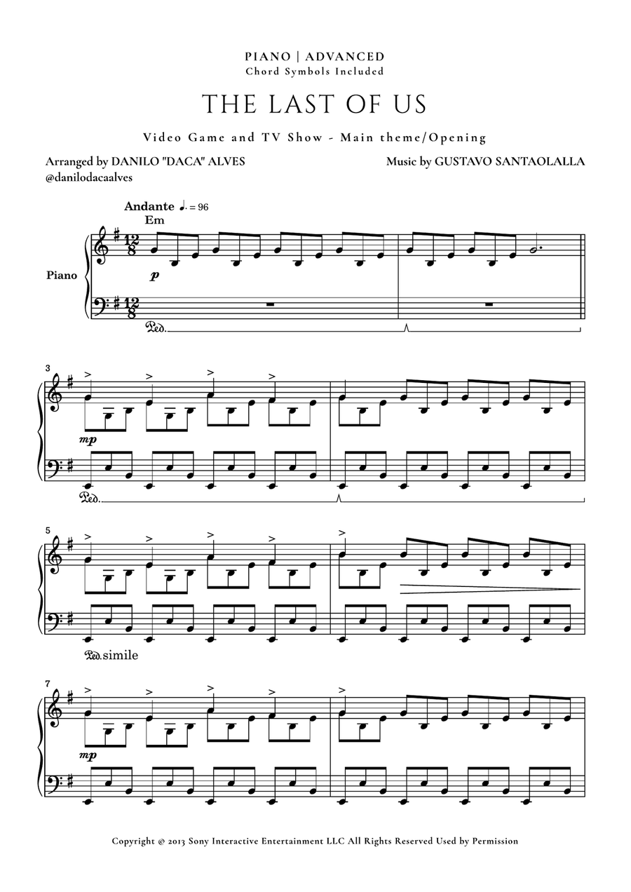 The Last Of Us Piano Solo scores gallery preview page 1