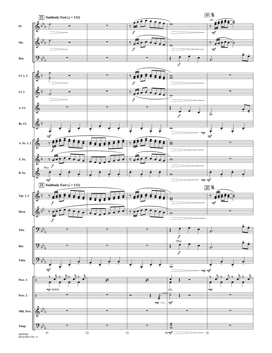 Remember Me (from Coco) (arr. Johnnie Vinson) - Conductor Score (Full Score) Concert Band scores gallery preview page 6