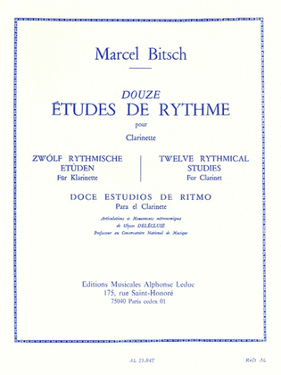 Douze Etudes De Rythme Pour Clarinette