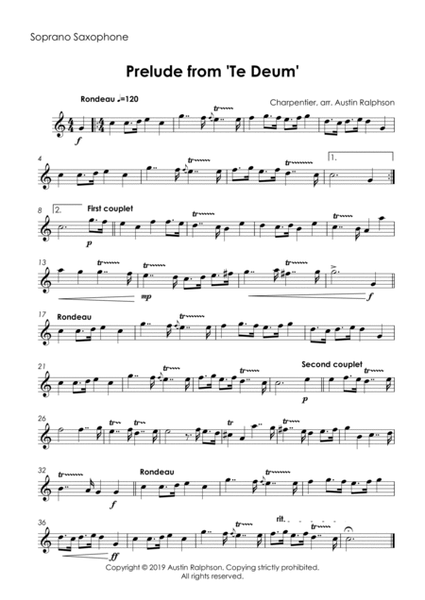Prelude (Rondeau) from Te Deum - sax quartet image number null