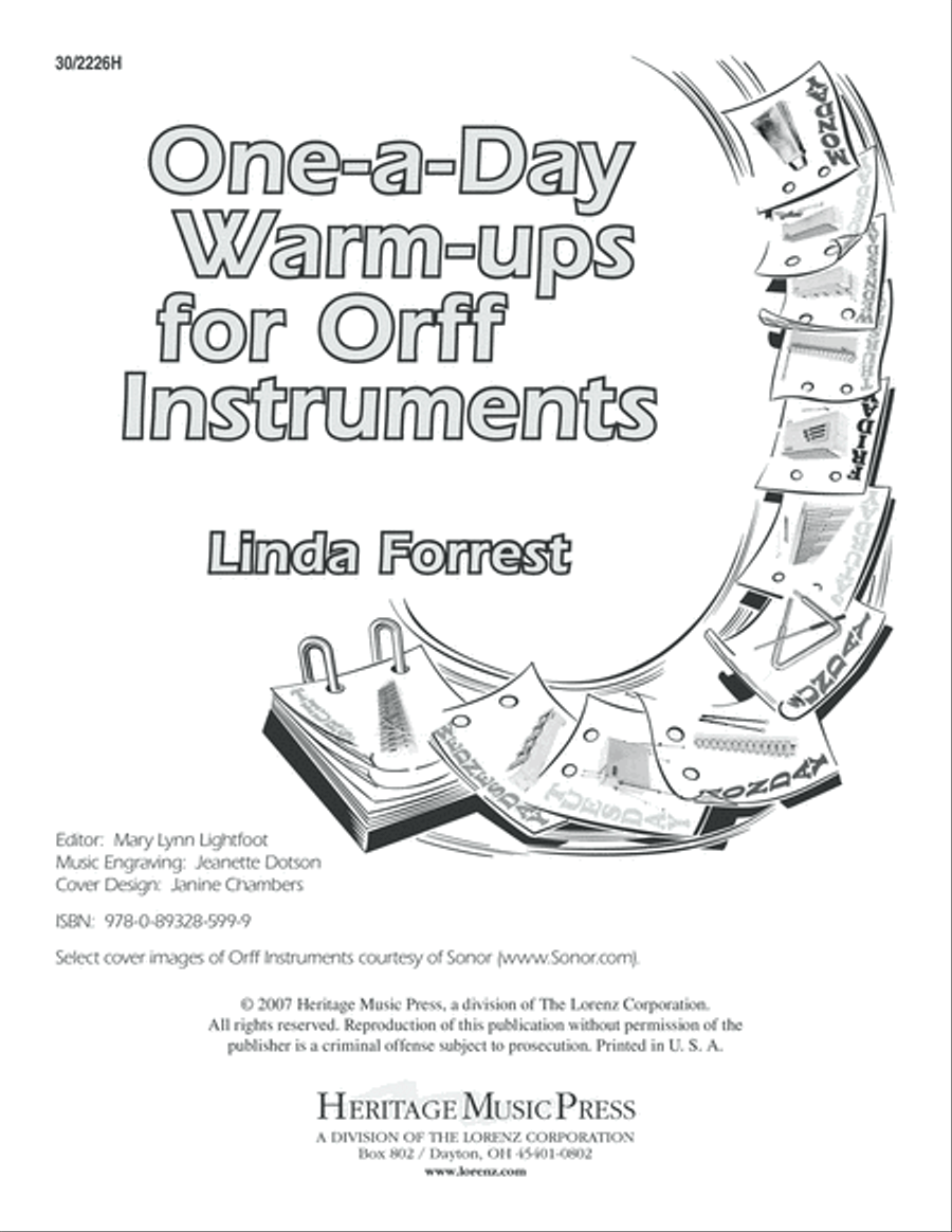 One-A-Day Warm-Ups for Orff Instruments Unison Choir scores gallery preview page 2