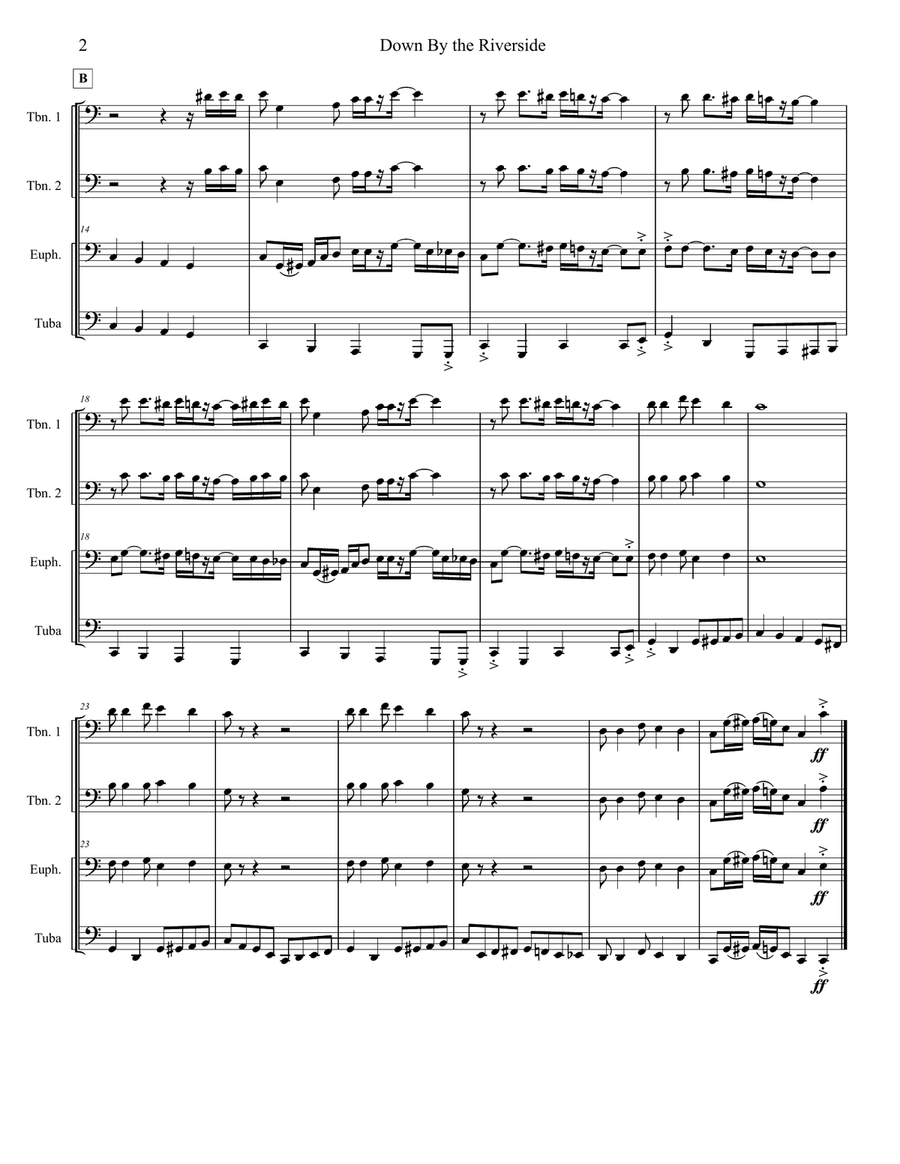 Down By The Riverside - Low Brass Quartet Down By The Riverside - Low Brass Quartet Brass Quartet scores gallery preview page 2