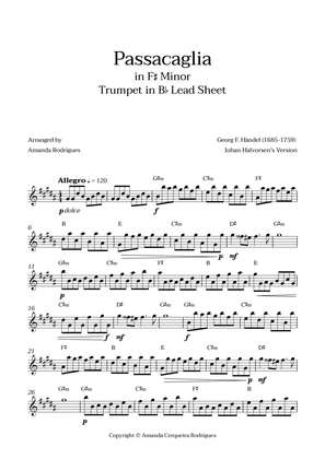 Passacaglia - Easy Trumpet in Bb Lead Sheet in F#m Minor (Johan Halvorsen's Version)
