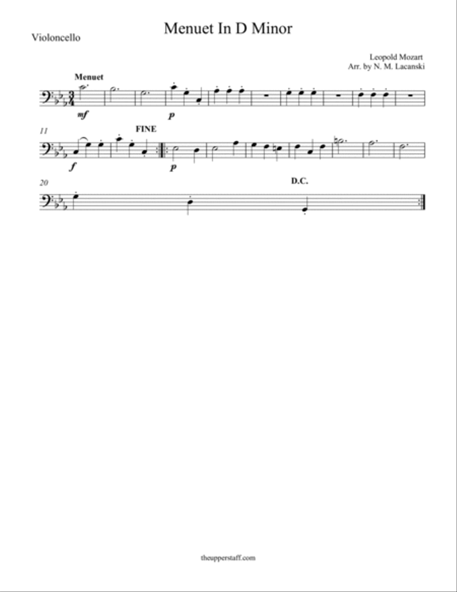 Menuet in D Minor Clarinet scores gallery preview page 2