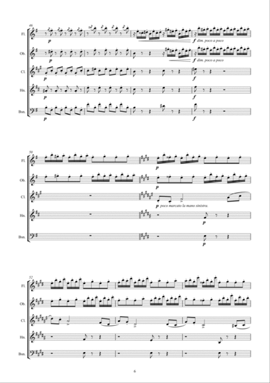 Tchaikovsky: The Seasons Op37 No.11 November (Troika) Woodwind Quintet scores gallery preview page 6