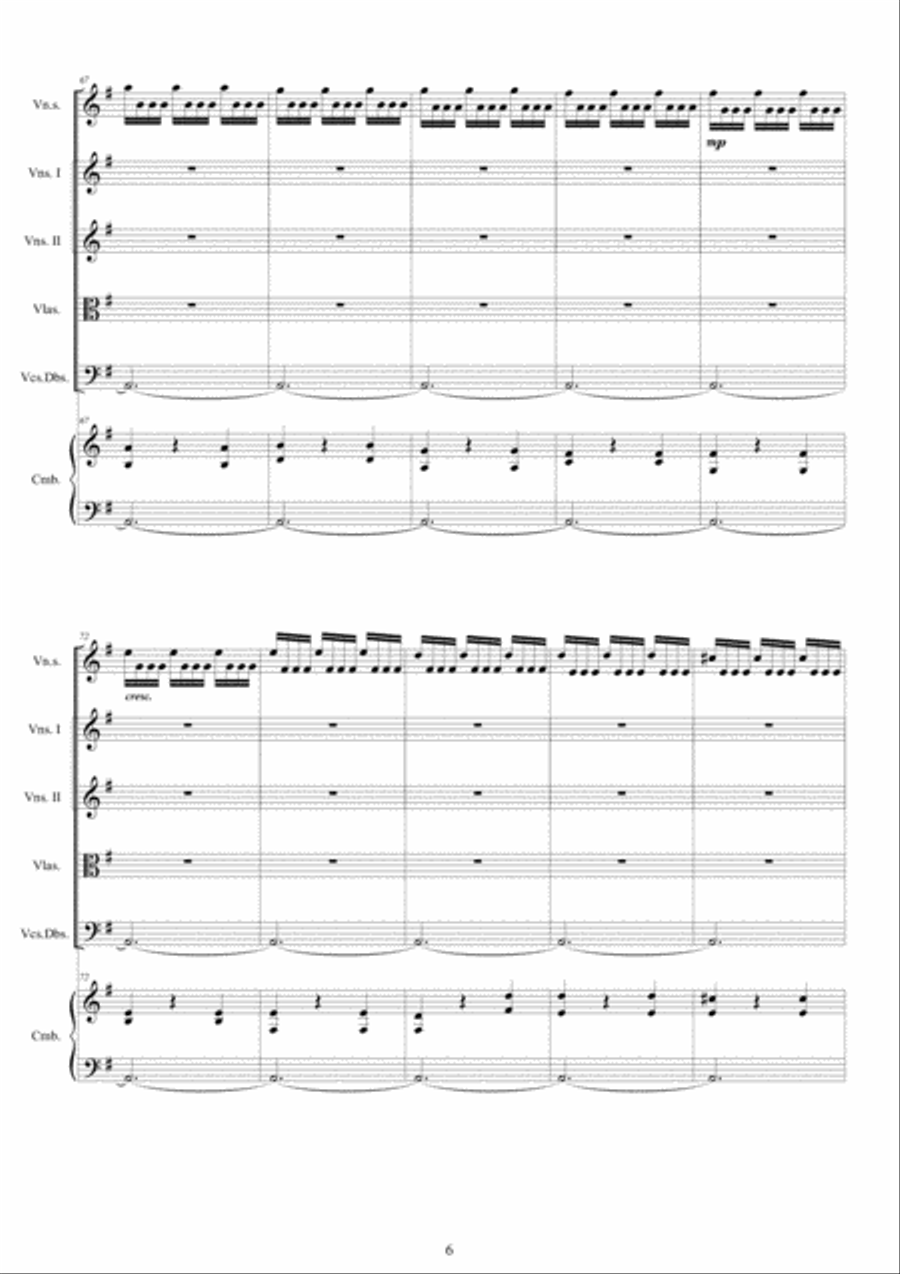 Vivaldi - Violin Concerto No.3 in G major Op.4 RV 301 for Violin solo, Strings and Cembalo Chamber Orchestra scores gallery preview page 6
