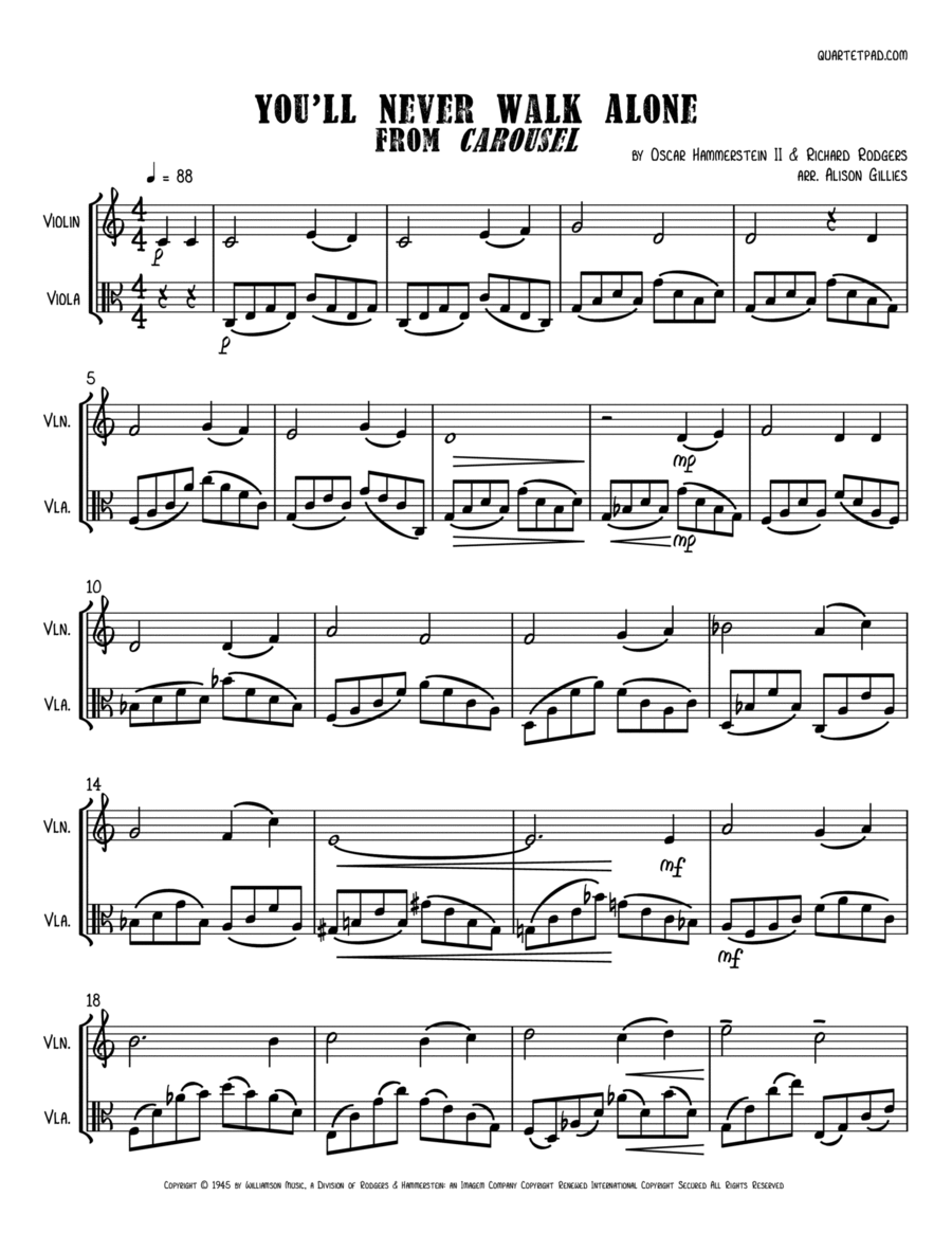 You'll Never Walk Alone You'll Never Walk Alone String Duet scores gallery preview page 1